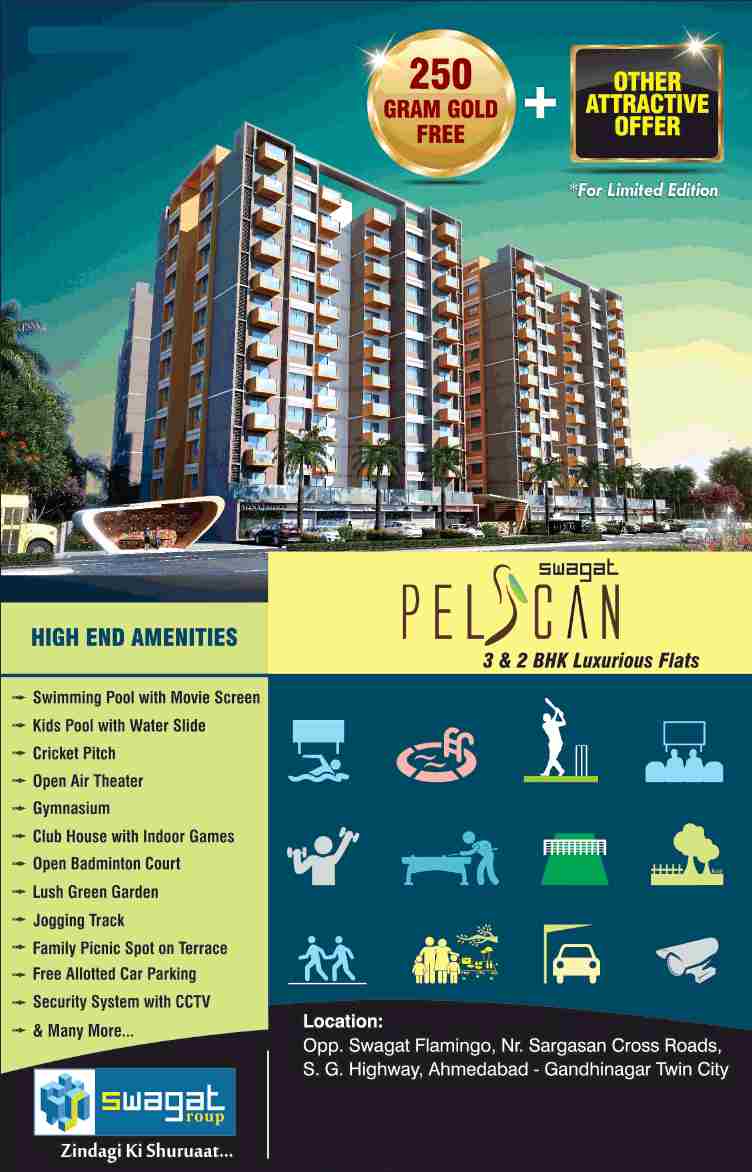 Enjoy the high end amenities at Swagat Pelican in Ahmedabad